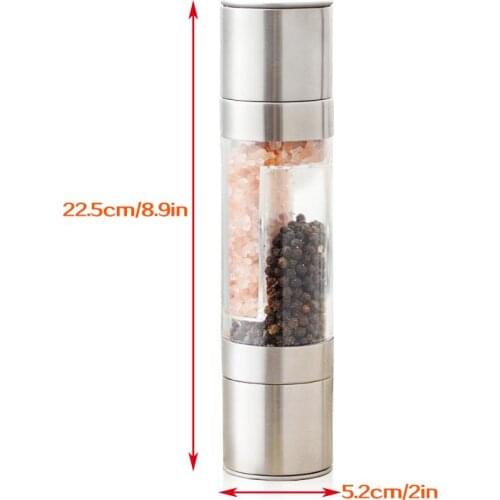 2 in 1 Pepper Grinder Stainless Steel Ceramic Grinding Core Adjustable Thickness Removable Manual Spices Grinder WXV Sale