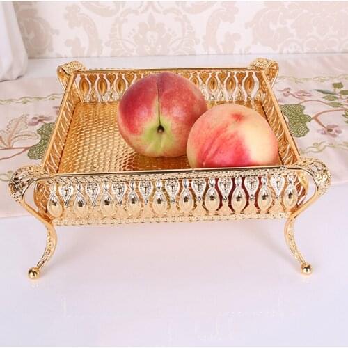 Luxury European Style Metal Tray Home Decoration Tableware Storage Fruit Tray Snack Holder Hotel Decor Jewelry Holder Organizer