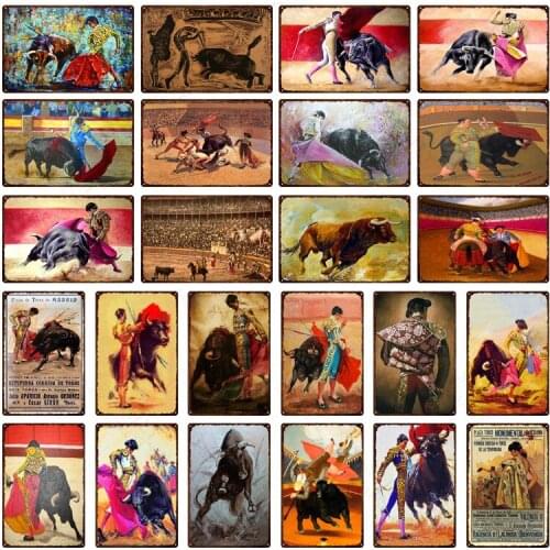 Metal Sign Decor Spain Matador Shabby Tin Sign Decorative Vintage Decor Plate for Bullring Man Cave Pub Bar Room Home Wall