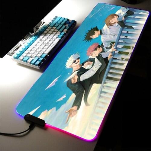 MRGLZY Jujutsu Kaisen Drop Shipping Multi-size Large LED Light RGB Gamer Mouse Pad Hot Anime Gaming Accessories Desk Mat for LOL