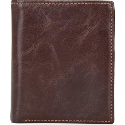 Anti RFID NFC Mens Short Leather Wallet Anti Theft Brush Cowhide Mens Wallet Multi Card Leather Bag
