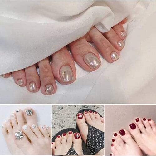 Short False Toenails Full Cover Press On Toenails Fake Toenails Artificial Feet Nails For Women Girls SANA889