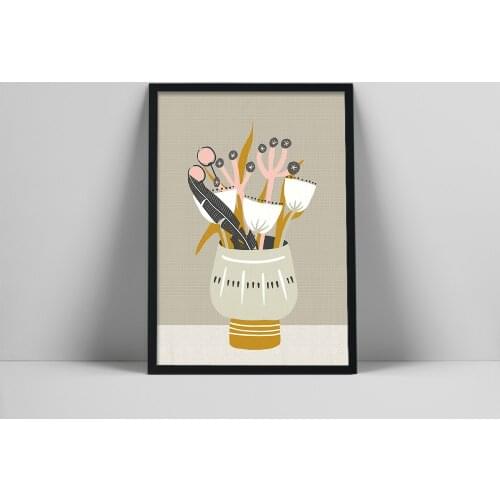 Mid Century Wall Art, Folk Art, 60s Art, Mid Century Prints, Scandinavian Art, Botanical Print, Scandinavian Print, Botanical Ar