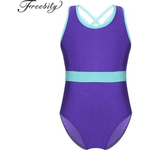 New Kids Girls Ballet Bodysuit Ballerina Costumes Dancewear Sleeveless Criss Cross Back Ballet Dance Gymnastics Leotard Jumpsuit