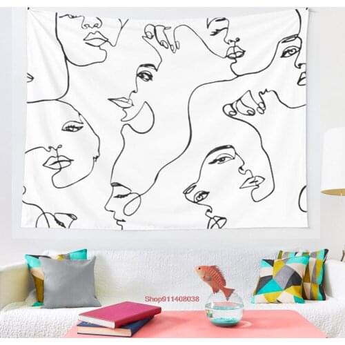 One Line Art tapestry Hippie Tapestry Wall Hanging for Living Room Bedroom Dorm Room Home Decor Tapiz