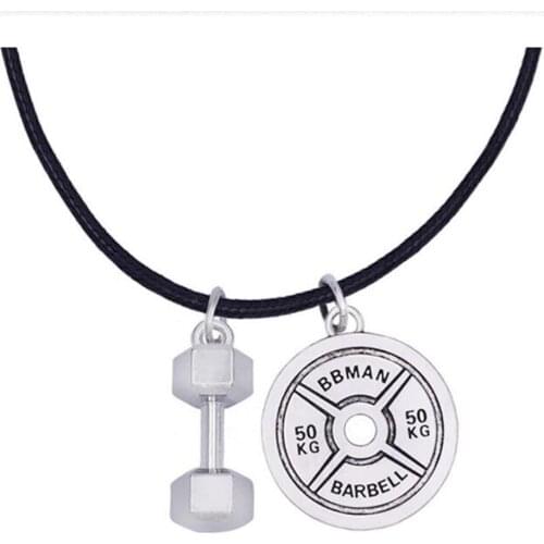 Dropshipping Factory Sports Football Train Hard Or Go Home 50kg Weight Plate Weight Lifting Barbell Inspire Sports Gift Necklace