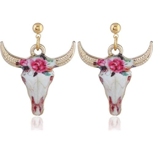 Fashion Ethnic Style Statement Earrings For Women Cattle Cowhead Pattern Earring Ear Pendants Modern 2020 Fashion Eardrop