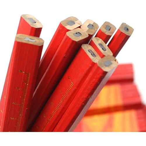 School 10PCS/Lot Carpenters Pencils Black Lead For Cute Builder Joiners Woodworking Black Thick Core Flattened Mark pen Pencil