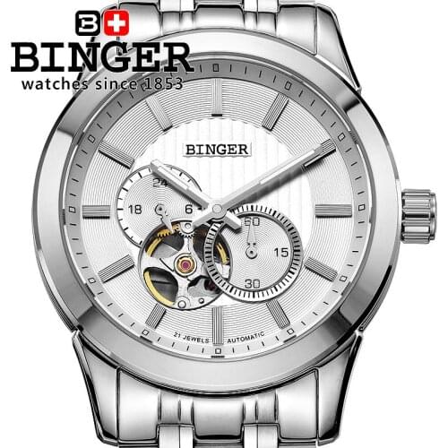 Switzerland Mens Watch luxury brand clock BINGER Japan MIYOTA Automatic Mechanical Watch Stainless steel waterproof BG-0406