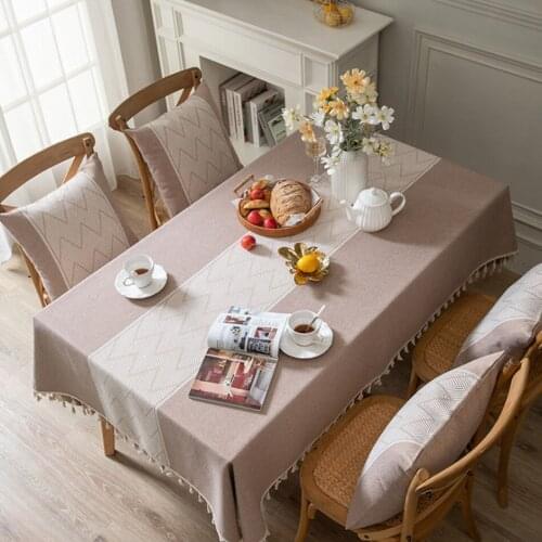European-Style Modern Jacquard Wavy Fringed Geometric Tablecloth Home Rectangular TV Cabinet Coffee Table Decoration Tablecloth