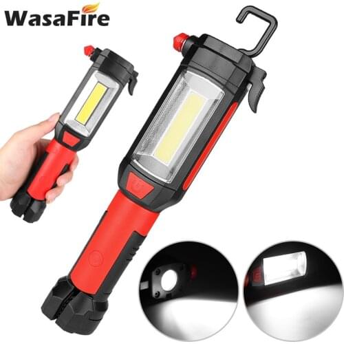 LED Work Light Powerful Portable Spotlight Lantern Hook Magnet Camping Lamp 2 Modes Waterproof COB Flashlight Torch No Battery
