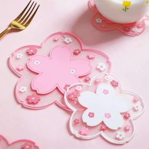 Cherry Blossom Heat Insulation Table Mat Anti-skid Cup Pads Tea Cup Milk Mug Coffee Cup Coaster Kitchen Accessories