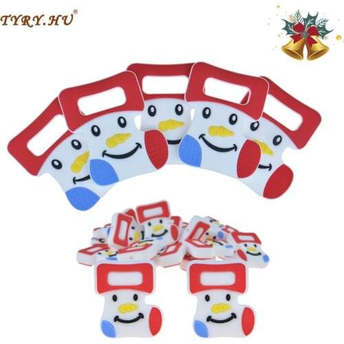 TYRY.HU Christmas Sock Silicone Teether BPA Free Food Grade Silicone Beads Baby Toys Nursing Chewable Teething Pacifier Teether