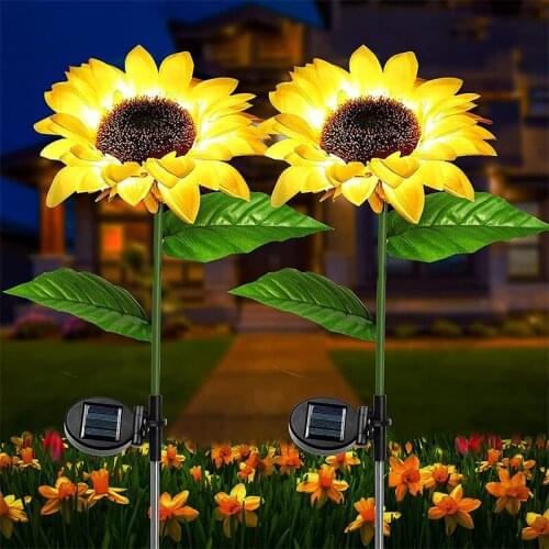 Sunflower Solar Light Outdoor Waterproof Led Solar Garden Stake Lamp Decorations for Yard Patio Lawn Porch Backyard Walkway