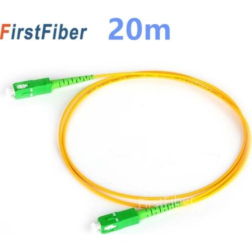 FirstFiber 20m SC APC to SC APC G657A Fiber Patch Cable, Jumper, Patch Cord Simplex 2.0mm PVC OS2 SM Bend Insensitive