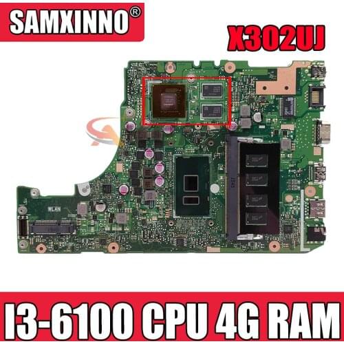 X302UJ I3-6100 CPU 4G RAM GT920MX 2GB mainboard For ASUS X302U X302UJ X302UA/UJ laptop motherboard 90NB0BM0-R00020 Tested