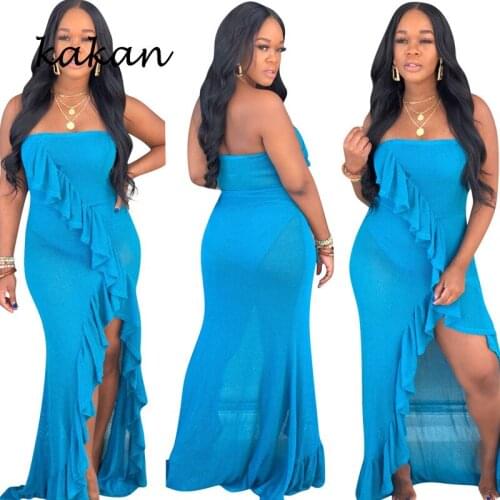 Kakan Best selling new sexy dress split long womens ruffled dress 2019 summer womens dress