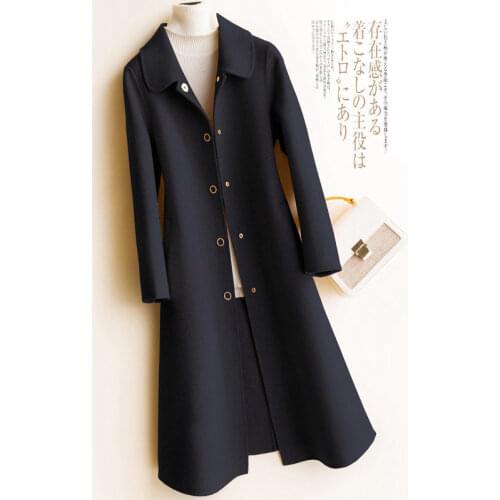 Pure Wool Double-sided Cashmere Overcoat for Women in Spring and Autumn 2021