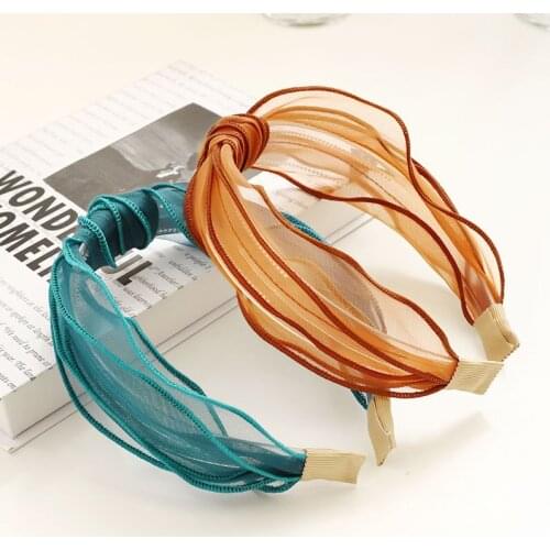 2021 Vintage Mesh Hairbands Bezel Hair Accessories Women Knot Headband Opaska Do Wlosow Diademas Bandeau Femme Pour Cheveux