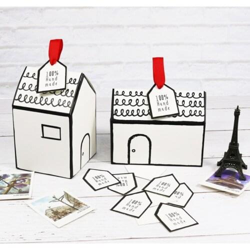 5pcs/set Small House Packing Box Nougat Candy Cookies Wedding Gift Box Packaging Baking Full Moon Gift