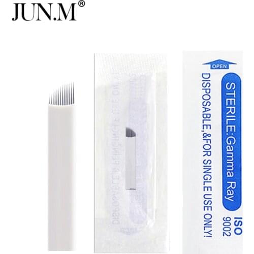 50PCS 14Pin Permanent Makeup Manual Eyebrow Tattoo Needles Blade For 3D Embroidery Microblading Tattoo Pen Machine