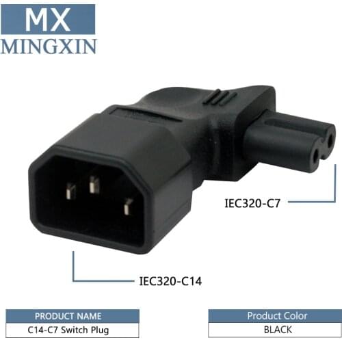 IEC 320 C14 for C7 Right Angle Adapter IEC C7 Socket for C13 3pin Male to 2pin Female Adapter Adapter