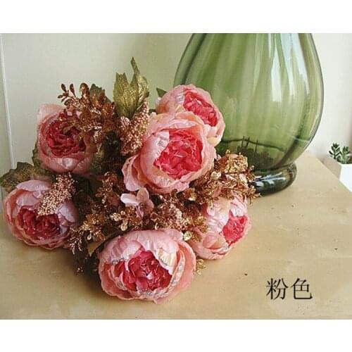 [Promotion] high-end European manufacturers of raw silk peony flash emulation core-shell color optional Taobao hot models