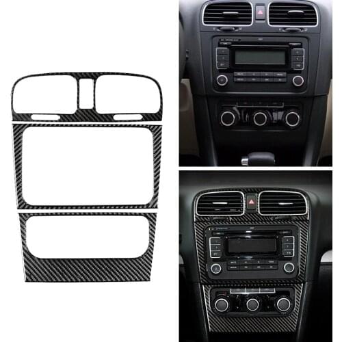 Car Center Control Air Outlet CD Panel Frame Cover Sticker Trim For VW Golf 6 MK6 GTI 2008-2012 Self-adhesive Carbon Fiber
