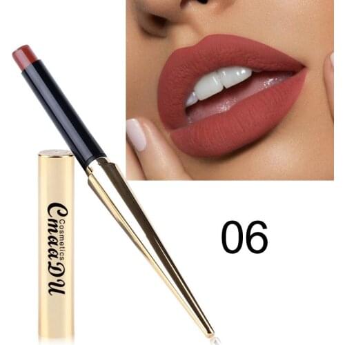 Cmaadu velvet matte lipstick pencil gold metal lipstick waterproof long lasting sexy red lip tattoo pen HF100