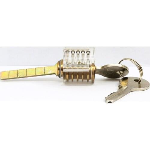 Free Shipping 5 Pin Transparent Lock for Locksmith Practice ,One Word Lock Cylinder with Two keys