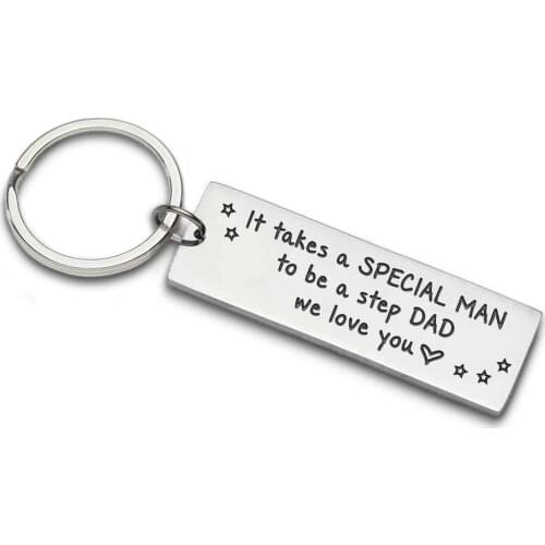 Stepdad Keychain Gifts for Him Step Father Non-Biological Dad Father from Wife Kids Fathers Day Birthday Wedding Gifts