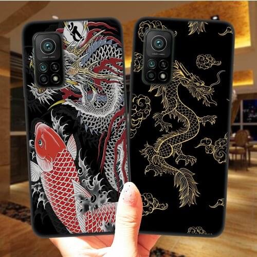 Ancient Chinese Legend Dragon Phone Case For Xiaomi Mi 10T Lite 10 Ultra Redmi Note 9S 7 8 9 Pro 8T Black Soft Silicone Cover
