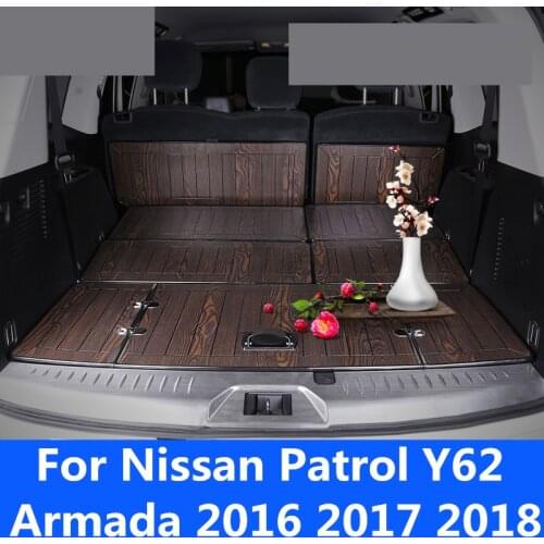 Wooden Rear reserve box pad Solid wood Tail box pad Interior decoration Accessories For Nissan Patrol Y62 Armada 2016 2017 2018
