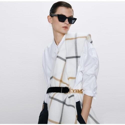 European and American New Style Ground White Plaid Scarf. Soft Touch Cashmere Like Shawl. Warm Neck In Autumn and Winter