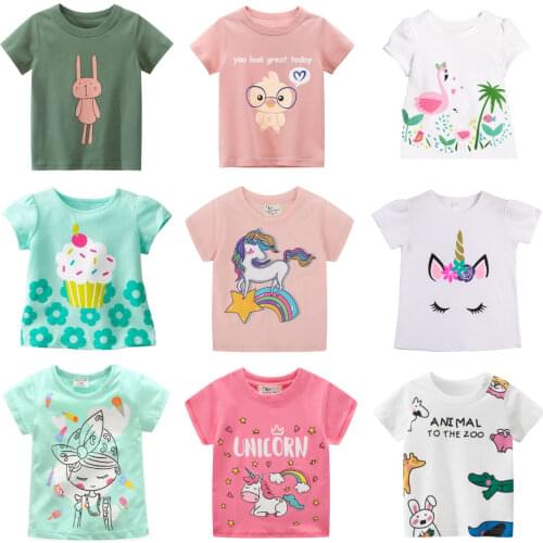T-shirt for Little Girls Cartoon Print Summer Children Clothes New Arrival Comfortable Toddler Short Sleeve Cotton T-Shirts