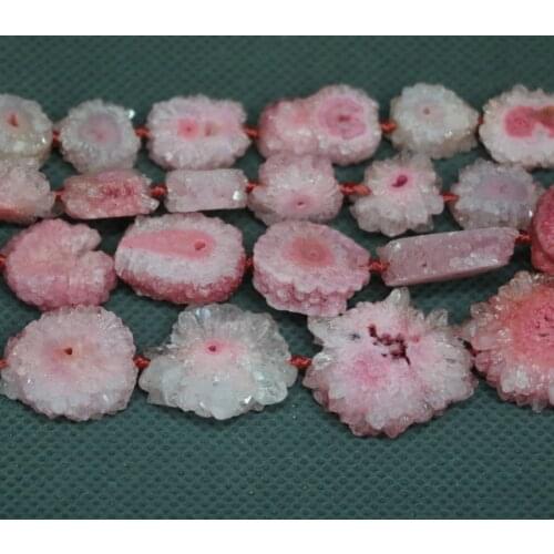 KINDGEMS) Electroplate Red Druzy Crystal Quartz Beads Pendant Necklace, Women Connector Accessories Popularity European Jewelry