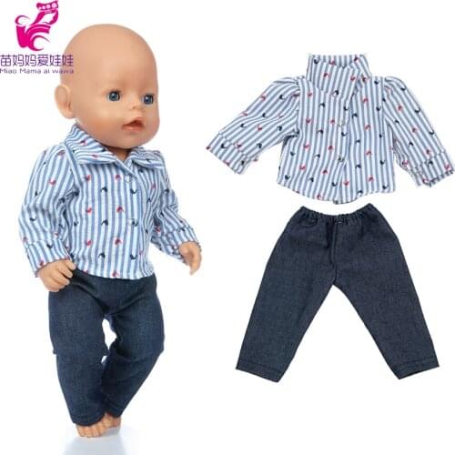 43cm baby Doll clothes Bebe pants set for 18" 45cm girl dolls jeans trousers children doll toys wear