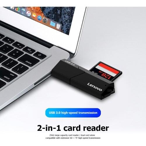 Lenovo D204 Portable 5Gbps USB 3.0 Card Reader 2 in 1 SD TF Memory Cards Adapter for Computer PC