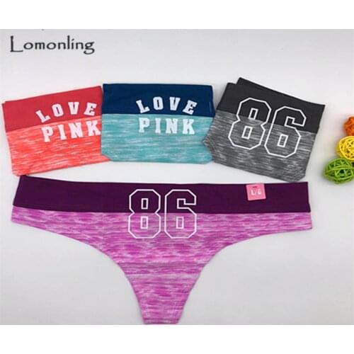 Lomonling 2019 Time-limited New Arrival Calcinha Panties Vs Lovely Letter Cotton Fabric Low Waist Seamless Lady Triangle Thong