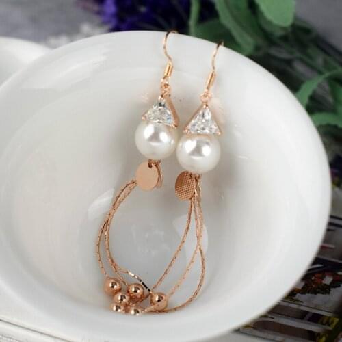 Fashion Long pearl earrings 2017 top grade zircon earrings stud earrings for women Fashion jewelry earrings Er040