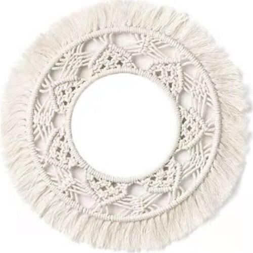 Wall Mirror Macrame Round Macrame Wall Hanging Boho Decor Wall Art for Apartment Living Room Baby Nursery Home Decor
