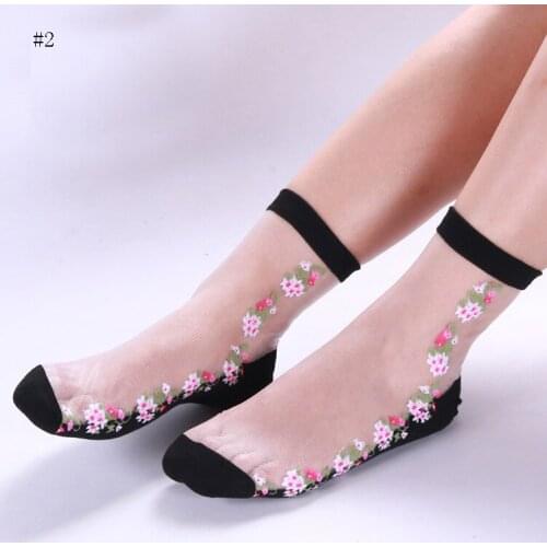 1pair New Fashion Summer Woman Lace Socks Female Thin Crystal Glass Silk Transparent Socks Girls Stretch Socks