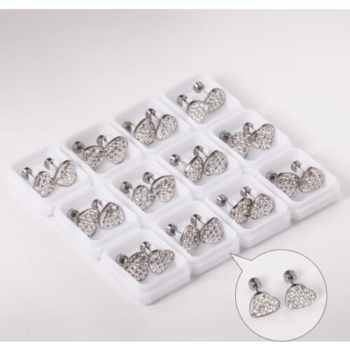 12 Pairs Colorful Heart Earrings 316L Stainless Steel Anti-allergy Ladies/Girl Love Earrings Party Accessories Wedding Gift 2021