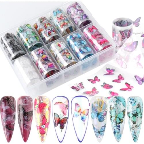 10 Rolls Nail Foil Transfer Sticker Butterfly Nail Foils Nail Art Stickers DIY Nail Decoration