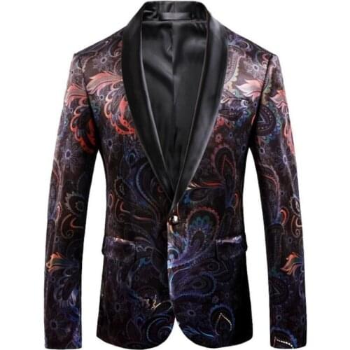 European-style Retro Printing Business Banquet Casual Blazer British Style Single-breasted Loose Large Size Blazer