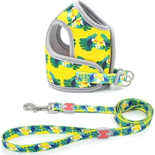 Dog Harness Fabric Print No Pull Choke Free Pet Harness for Small Medium Dogs Breathable Mesh Harness Vest for Bulldog Chihuahua
