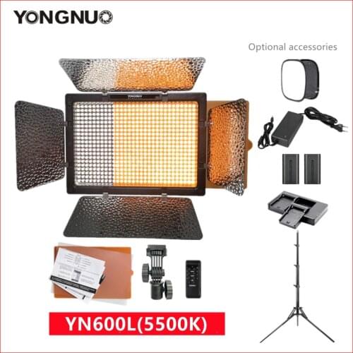 Yongnuo YN600L LED Video Light 5500K Photography Fill Lamp Optional with Adapter/Battery/Tripod/Softbox For Makeup Vlog TikTok