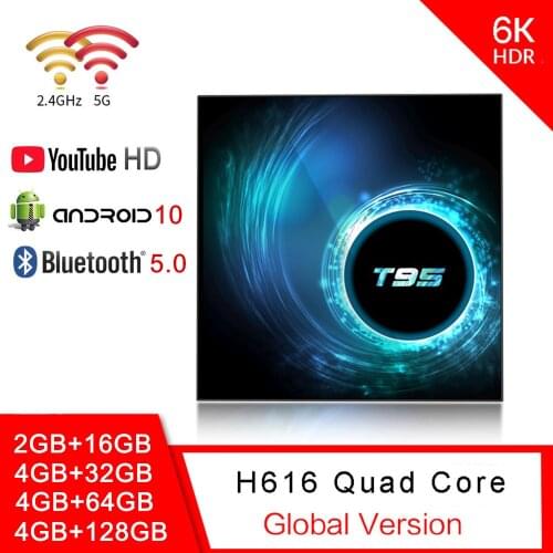 T95 Android 10.0 OS TV Box 4G 32G/64G Allwinner H6 Quad Core 1080P H.265 4K 2GB 16GB 2.4GHz WiFi Media Player Set top box