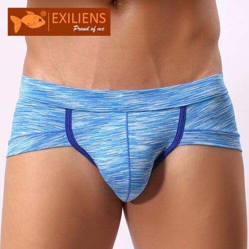 EXILIENS Brand Underwear Men Brief Shorts Mens Briefs Ropa Interior Hombre Low Waist Breathable U Convex Print Size M-2XL 091801