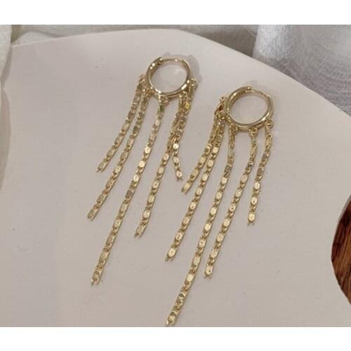 U-Magical Luxury Hollow Out Long Tassel Dangle Earring for Women Gold Color Chain Wedding Hoop Earring Jewelry Accessories